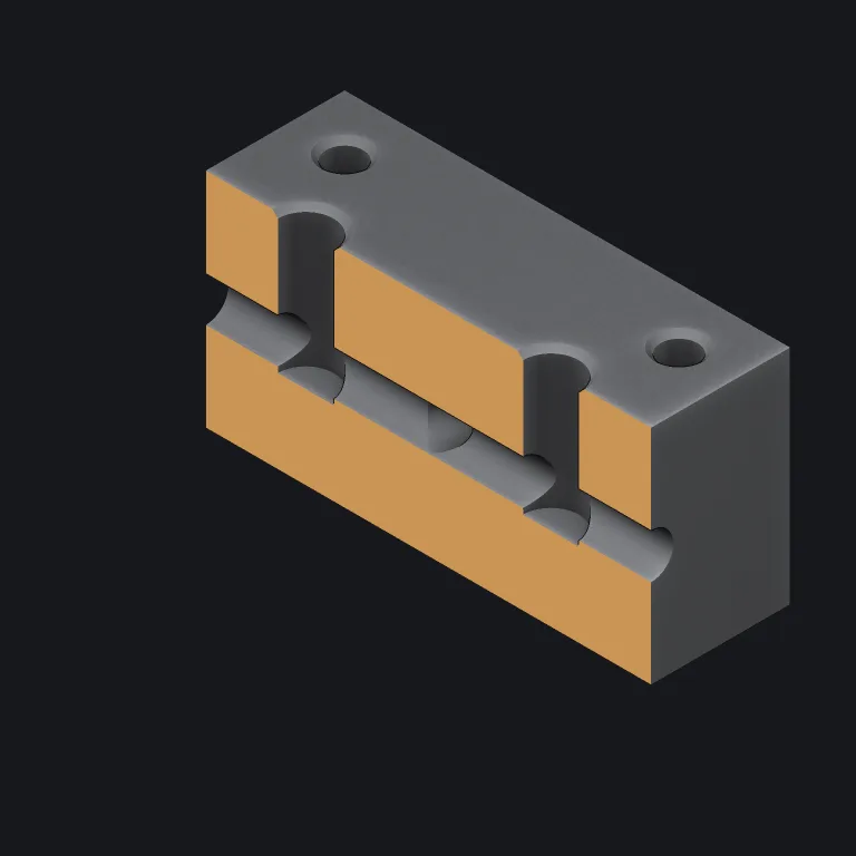 A manifold block in section